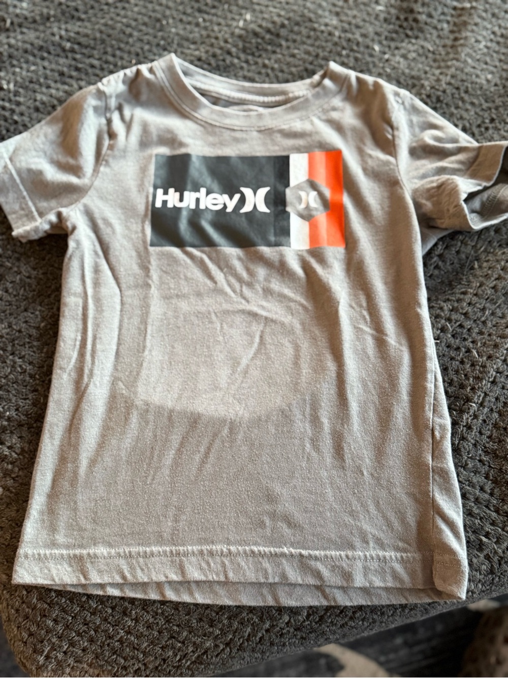 Hurley Gray Tee with Black and Orange Logo